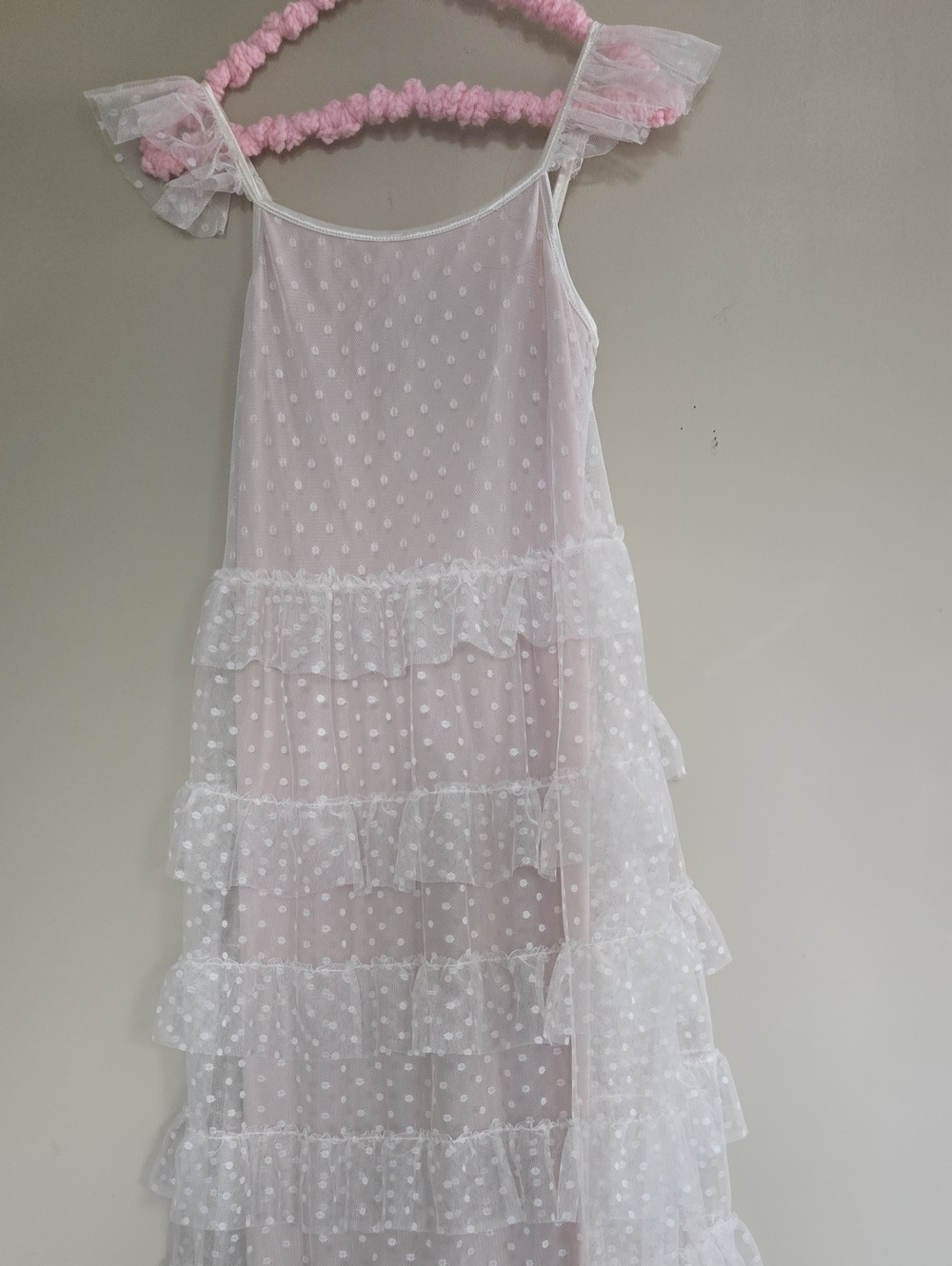 Zunie White Polka Dot Ruffle Tiered Dress for Kids